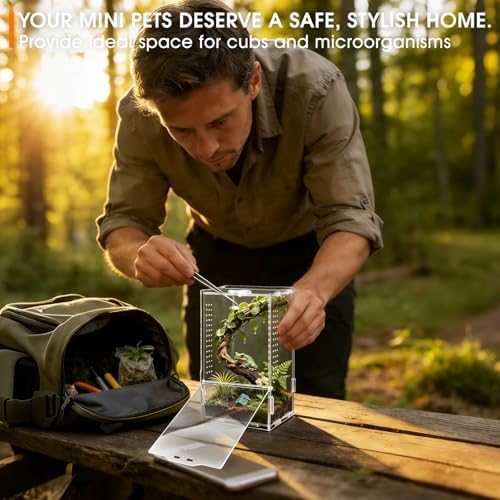 GTSEEMUU Jumping Spider Enclosure, Insect Terrarium, Bug Cage, Acrylic Terrarium for Tarantula, Snail, Praying Mantis, Frog, and Small Reptiles — view 6