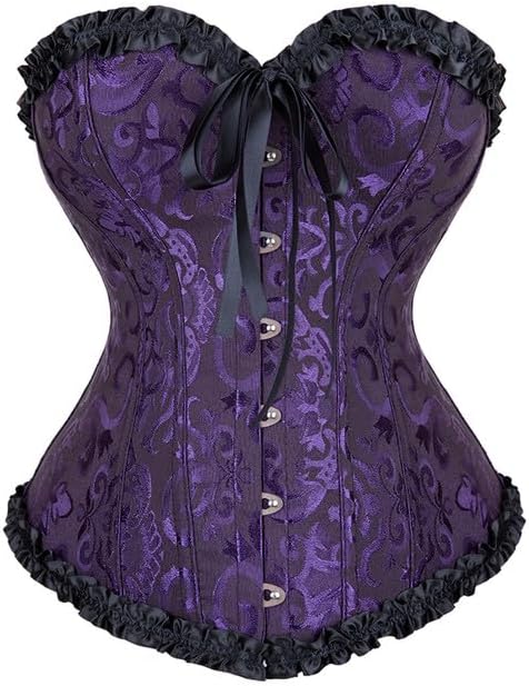 Moonight Corset Top Floral Renaissance Womens Lace Up Boned Overbust Corset Bustier