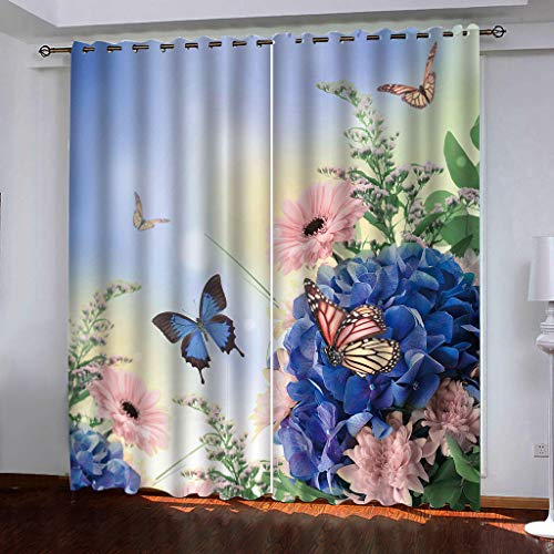 Rideaux occultants bleu et fleurs élégantes pour sublimer la décoration du salon - 2