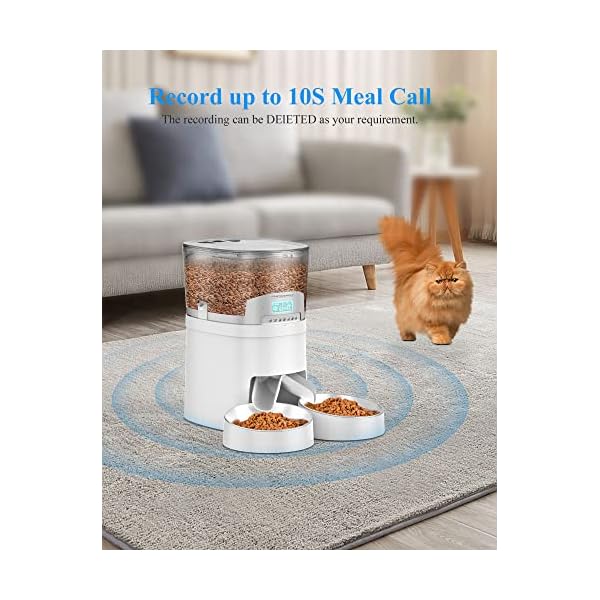 HoneyGuaridan 4.5L Pet Feeder for 2 Cats Dogs Food Dispenser Auto Cat Feeder – 6 Meal Portion Control, Distribution Alarm, Programmable Timer Feeder, 10s Voice Recorder (White) Automatic Cat Feeder HoneyGuaridan 4.5L Pet Feeder for 2 Cats Dogs Food Dispenser Auto Cat Feeder – 6 Meal Portion Control, Distribution Alarm, Programmable Timer Feeder, 10s Voice Recorder (White) Automatic Cat Feeder