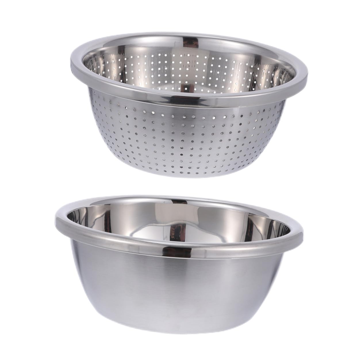 Colador Multifunción de Acero Inoxidable para Escurrir y Mezclar | Doble Capa Malla Fina Interior, Color Plata, Uso en Cocina Interior y Camping Exterior