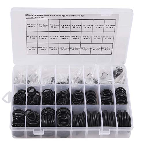 image for AUTOUTLET 24 Sizes 800Pcs Nitrile Rubber NBR O-Ring Gasket Ring Assort