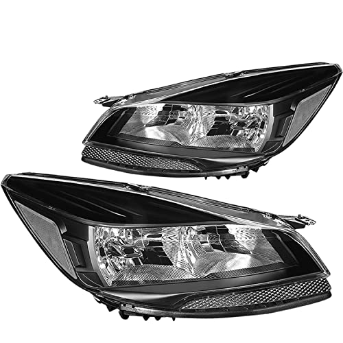 JSBOYAT Headlight Assembly Replacement for 2013-2016 Ford Escape Headlamp Driver & Passenger Side (Black Housing with Clear Reflector)