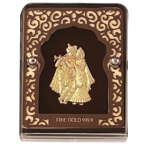 Image of Pk & Pk Jewellers Radha Krishna Ji Table Top | 24KT Gold | Small Size (For Premium Gift, Office Desk, Car Dashboard, Table Decoration)
