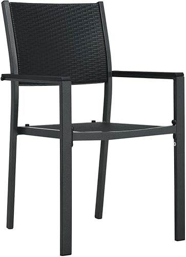 Miniatura 3 de Sillas de patio, 4 piezas, de plástico negro, aspecto de ratán, sillas de comedor al aire libre, sillas de comedor al aire libre, silla de jardín