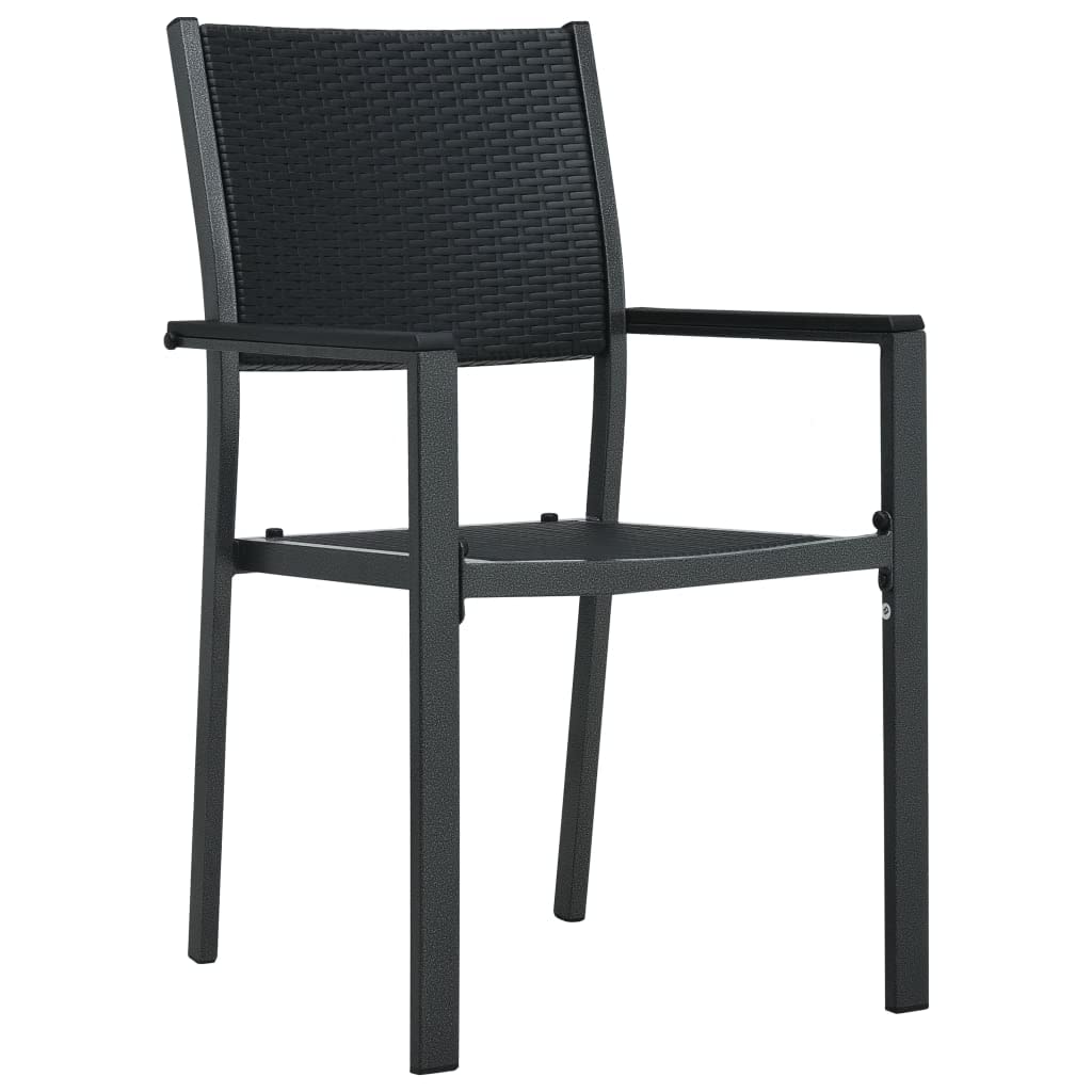 Plastikowe krzesła ogrodowe 4 szt czarne stylizowane na rattan z ramą stalową na taras i patio