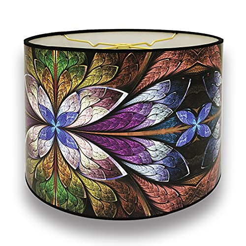 Image of Royal Designs, Inc. Trendy Decorative Handmade Drum Shade, Made in USA, 10in, HBC-8040-10, Purple Lotus