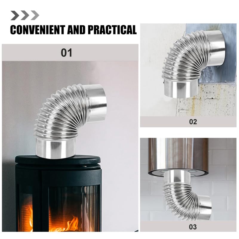 Angoily Stove Pipes Made of Stainless Steel, Elbow 90° Flue Pipe, Stove Knee Stove Pipe, Elbow Pipes (Bend 90°, Diameter 90 mm) - Image 4