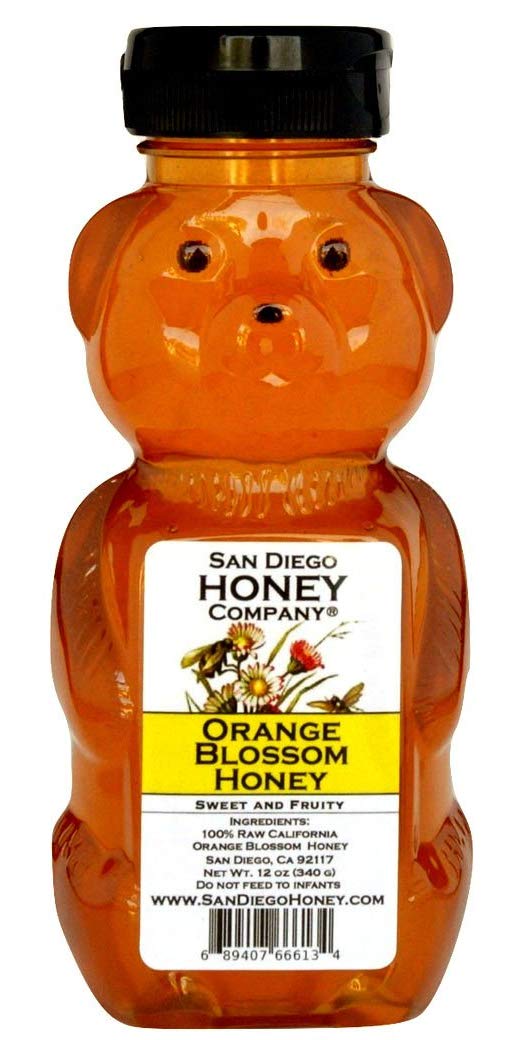 ORANGE BLOSSOM HONEY by San Diego Honey Company - 12 oz Honey Bear