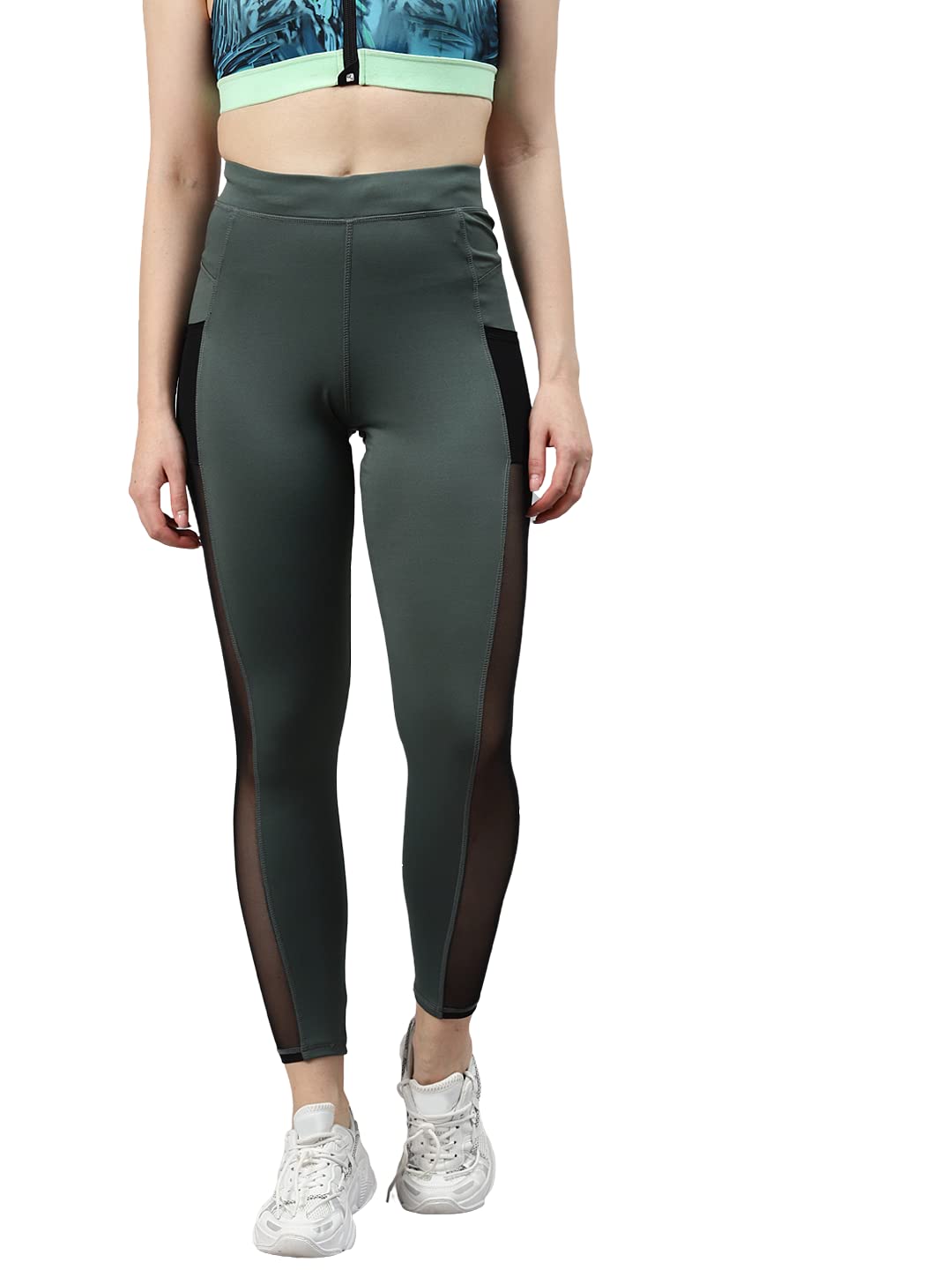 BLINKIN Stretchable Yoga Pants for Womenं & Tights for Women Workout with Mesh Insert & Side Pockets (7800)