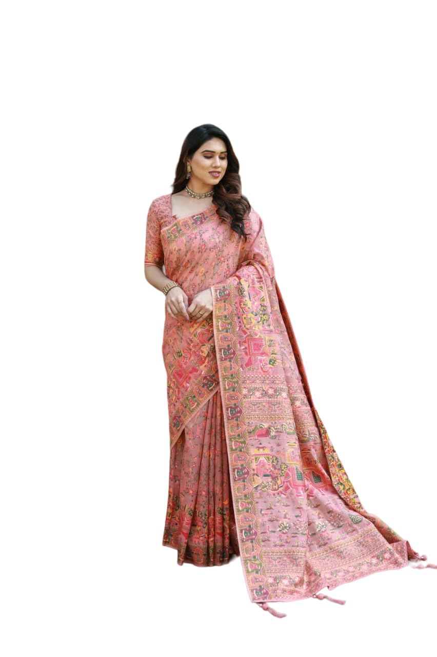 SATIKA VASTRAMKashmiri Work Pashmina Silk Saree for Women with Unstitched Blouse Piece for All Occasions