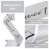 KEUKORZ Silver 16th Birthday Crown & Sash Set- Rhinestone Princess Tiara Headband with Comb & Sparkle Sash Set for Birthday Party Queen Princess Decoration - Image 4