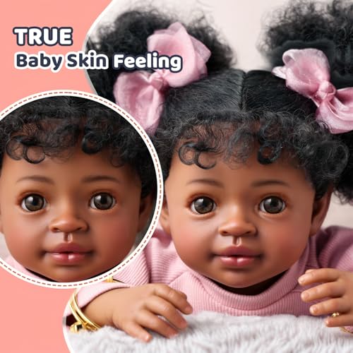 Muñeca realista BABESIDE reborn de 20 pulgadas negra miniatura 5