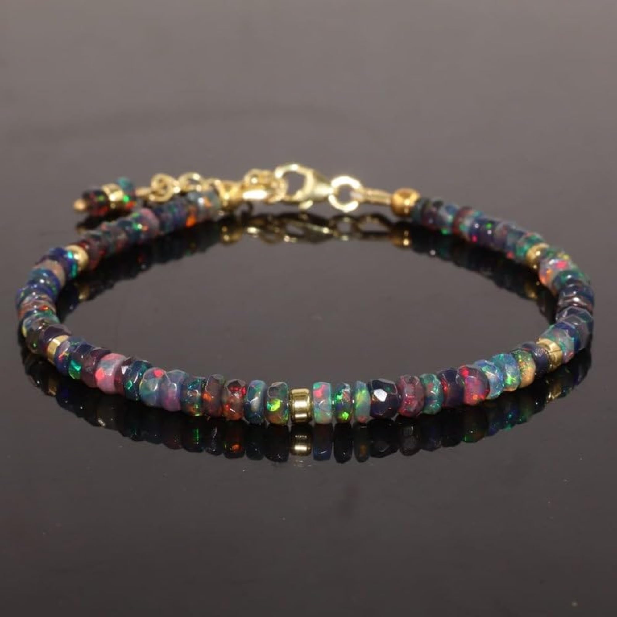 Black Ethiopian Opal Bracelet for Men & Women, Fashion Gift