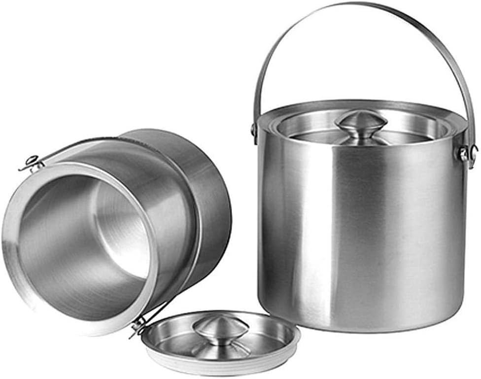 High Face Value Ice Bucket,Champagne Ice Bucket with Lid 1L/2L/3L Double Walled Insulated Stainless Steel Includes Tongs Ice Buckets/3L (2L)