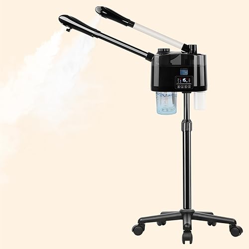 Vaporizador facial profesional con ozono y niebla fría y caliente, vaporizador esteticista sobre ruedas, humidificador facial para limpieza profunda