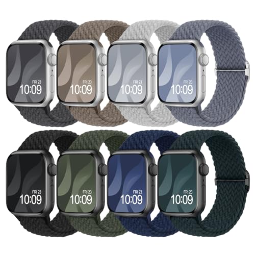 Image of 8 Pack Braided Stretchy Solo Loop Compatible with Apple Watch Bands Women
