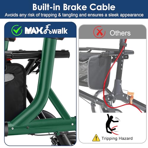 Image of MAXWALK Walkers for Seniors, Foldable Rollator with Seat, Height Adjustable