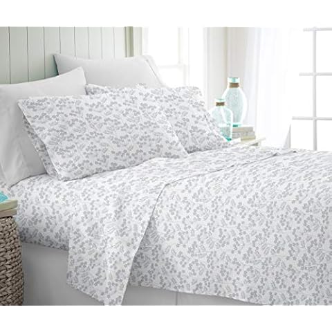 Linen Market Premium Ultra Soft Chantilly Lace Style Pattern 4 Piece Sheet Set, Full, Light Blue (IEH-4PC-CHL-FULL-LBLUE) Cover