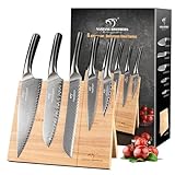 NANFANG BROTHERS Messerset, 6-teilig aus Damaszener Stahl VG10 Küchenmesserset mit magnetischem Holzhalter, ergonomischer Griff aus ABS Für Kochmesserset, professionell