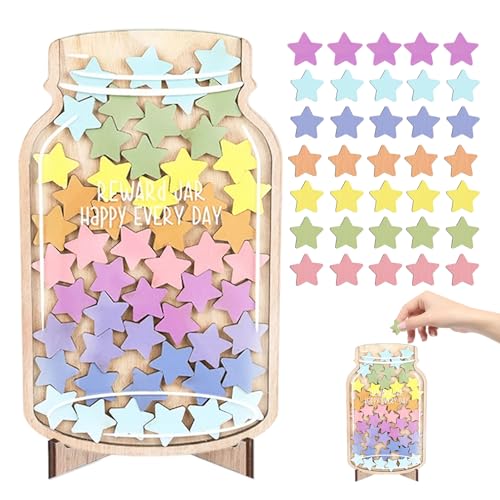 Leseogye Belohnungsglas für Kinder, Belohnungsglas mit 45 Sternen, Belohnungssystem Kinder, Reward Jar, Belohnungsglas Klassenzimmer Für Schüler Und Lehrer Motivierendes