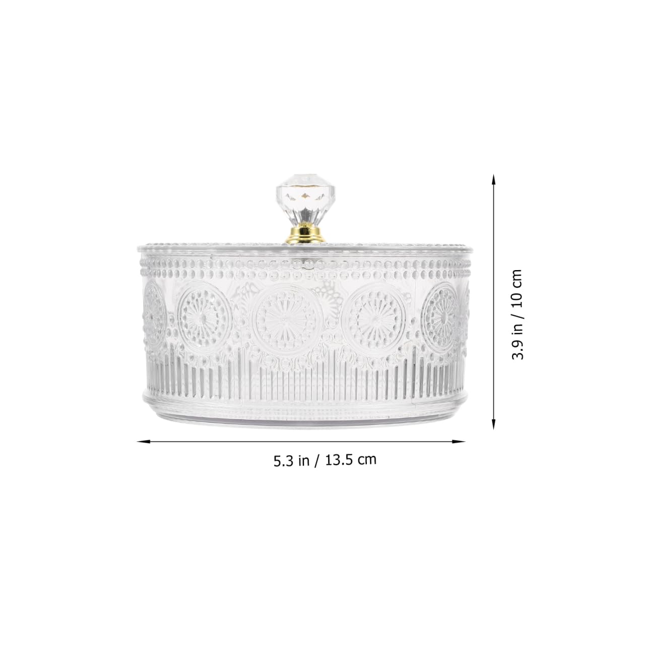 HOLIDYOYO Apothecary Jar with Lid Embossed Plastic Candy Cookie Bowl with Lid Decorative Jewelry Organizer Box for Home Party