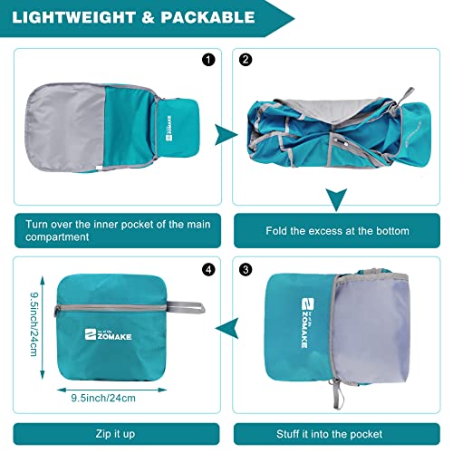 Image of ZOMAKE Lightweight Packable Backpack 35L, Foldable Backpacks Water Resistant Collapsible Light Daypack for Hiking(Turquoise Green)