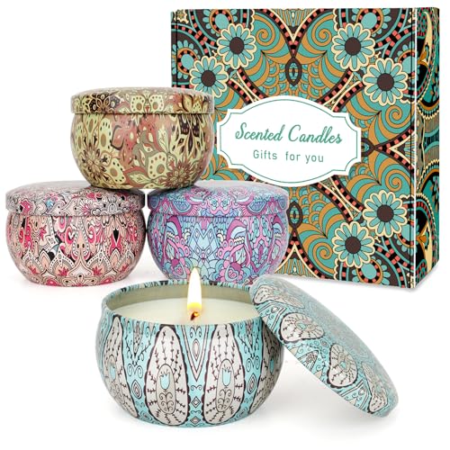 Scented Candles Gifts for Women 4 Pack Aromatherapy Candle Up to 90 Hours Home Scented Candles Set Soy Wax Candles for Christmas Day, Birthday, Mothers Day, Valentine’s Day