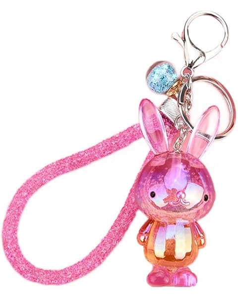LAYAHAGO Bunny Keychain Crystal Acrylic Rabbit Keychains for Women Wallet Purses Backpack Bags Keys