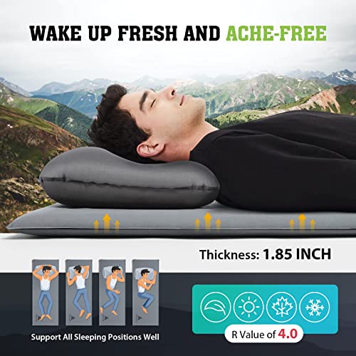 Hikenture Self Inflating Sleeping Pad With 4.0 R-Value, Extrathick Camping Mattress Pad For 4 Seasons, Foam Sleeping Pad With Pump Sack, Insulated Camping Pad, Portable Camping Mat For Car, Tent, Cot #TOP4