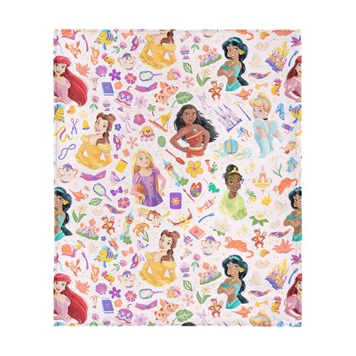 Disney Princess All Princesses Silk Touch Throw Blanket 46 x 60 Inch Soft Cozy Fleece Blanket Warm Decorative Throw for Couch Bed or Travel for Kids and Fans