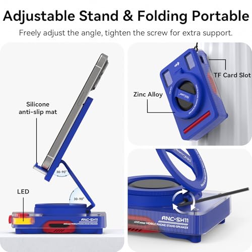 Image of ANCwear Bluetooth Speaker Phone Stand for Desk, Adjustable Holder | Bluetooth 5.4 audio stand with TF card slot for music and hands-free viewing in the kitchen, bedroom, office or travel
