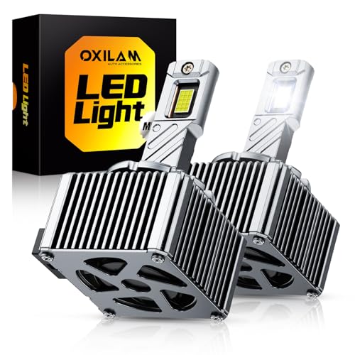 Image of OXILAM D3S LED Light Bulb, 15X Brighter 6500K Cool White, Anti-Flicker, 60,000-Hour Lifespan, Easy Plug-N-Play, IP68 Waterproof, D3S /D3R Fog Light Replacement for Cars Trucks SUVs, Pack of 2
