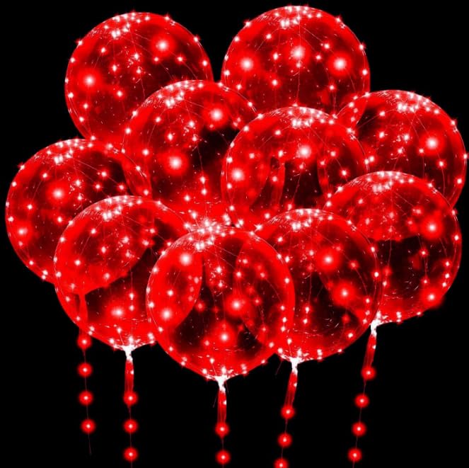 Globos Luminosos LED,10 PCS Globos de Luz LED,24 Pulgadas Globos Bobo de LED con Luces de Hadas,para Fiesta,Boda,Navidad,Día de San Valentín
