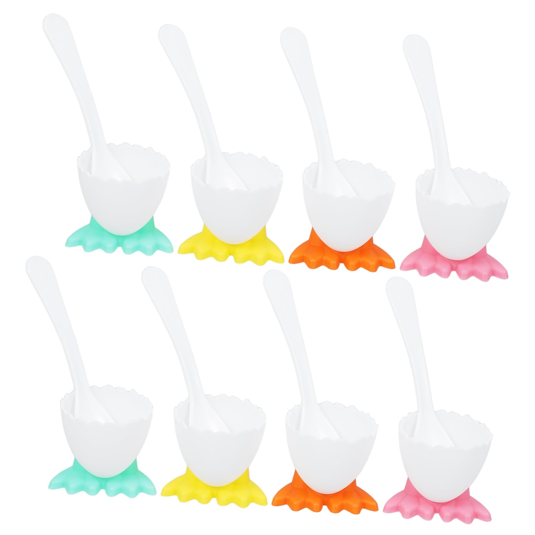 JECOMPRIS Plastic Egg Cup Stand Set with Foot Design Animal Egg Holder Easter Decorations Boys and Girls Cup Kitchen Accessory