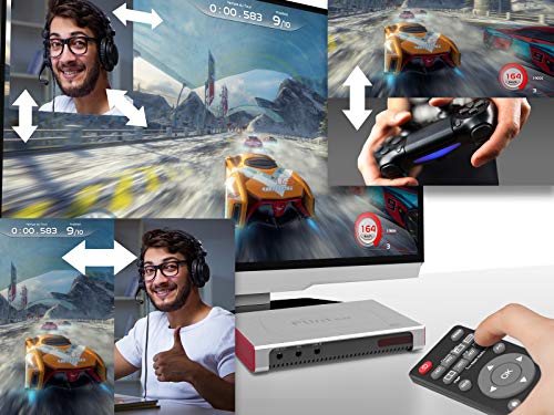 ClonerAlliance Flint D4P, Standalone Dual-4K Video Overlay Device and Audio Mixing. 1080p@60fps Video Game Capture. Remote Control, UVC and Type-C.