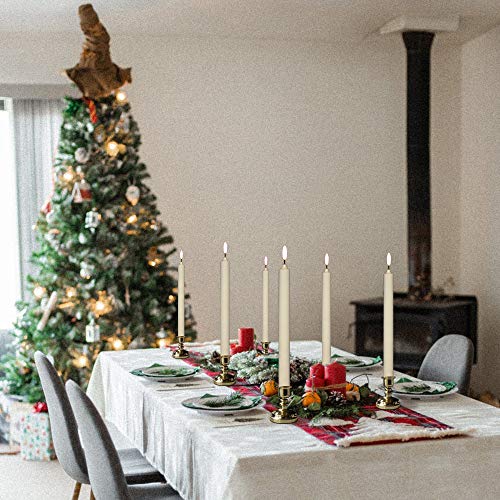 Image of Wondise Flameless Window Candles with Timer & Remote, 10 inch Battery Operated 3D Wick LED Flickering Window Candles for Christmas Decoration, Removable Gold Holder and Suction Cups Included(6 Pack)