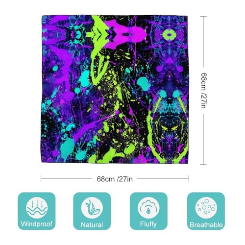 Glow in Dark Splatter Neon Silk Scarf Square Scarves 27" X 27" Neck Scarf Headscarf Shawl Wrap Bandana2