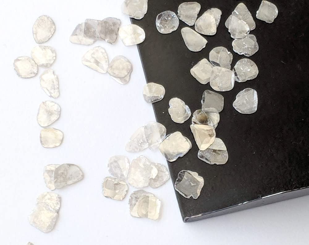 6-7 mm Białe szare plastry diamentu fasetowane, Białe szare diamenty fasetowane plastry diamentu na biżuterię, biało szare plastry (opcje od 0,5 ct do 1 ct), 6-7 MM
