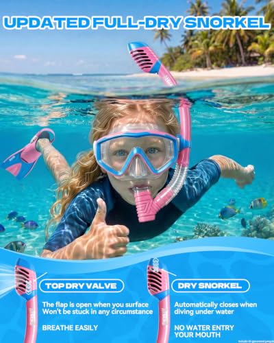 Equipo de Snorkel Aegend para Niños con Máscara, Tubo de Respiración y Aletas miniatura 4
