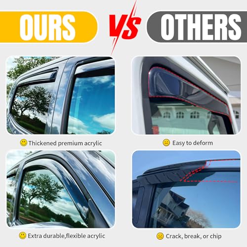 Image of in-Channel Rain Guards for 2023-2026 Toyota Sequoia, Window Visor Shields Vent Deflector Shade Wind Dark Smoke 2024 2025 23 24 25 26, Tape-On Inside-Mount, 4PCS