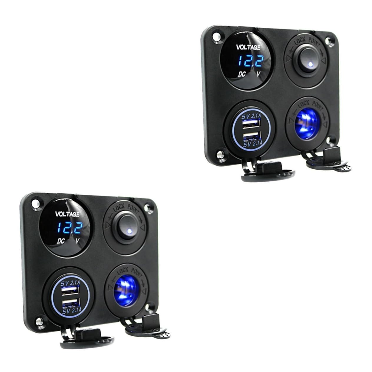 jojofuny 2 Pezzi 4 1 Pannello Di Presa Di Ricarica Usb Voltmetro 21a Caricabatterie Doppio Usb 12-24v Per Camper Camion Camper