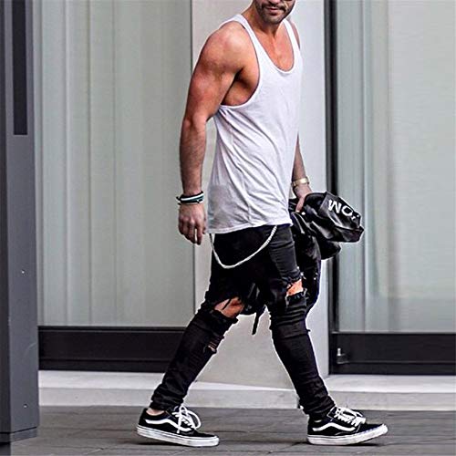 Andongnywell Mens Destroyed Ripped Straight Fit Jeans Distressed Slim Fit Biker Stretch Denim Pants Trousers3