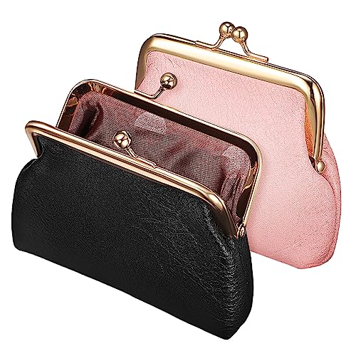 Healvian 2pièces Porte-monnaie Cuir Pu Bourse à Monnaie Petite Et Légère Avec Fermoir Pour Femmes Lot De Portefeuilles Voyage