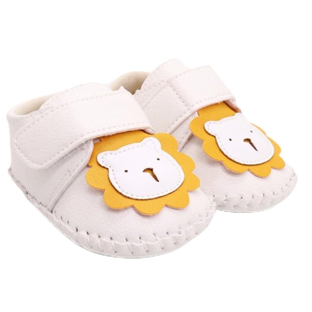6 To 12 Months Baby Boys & Baby Girls Lion Face White Anti Slip Hook & Loop Shoe Booties-BT5464-image-49
