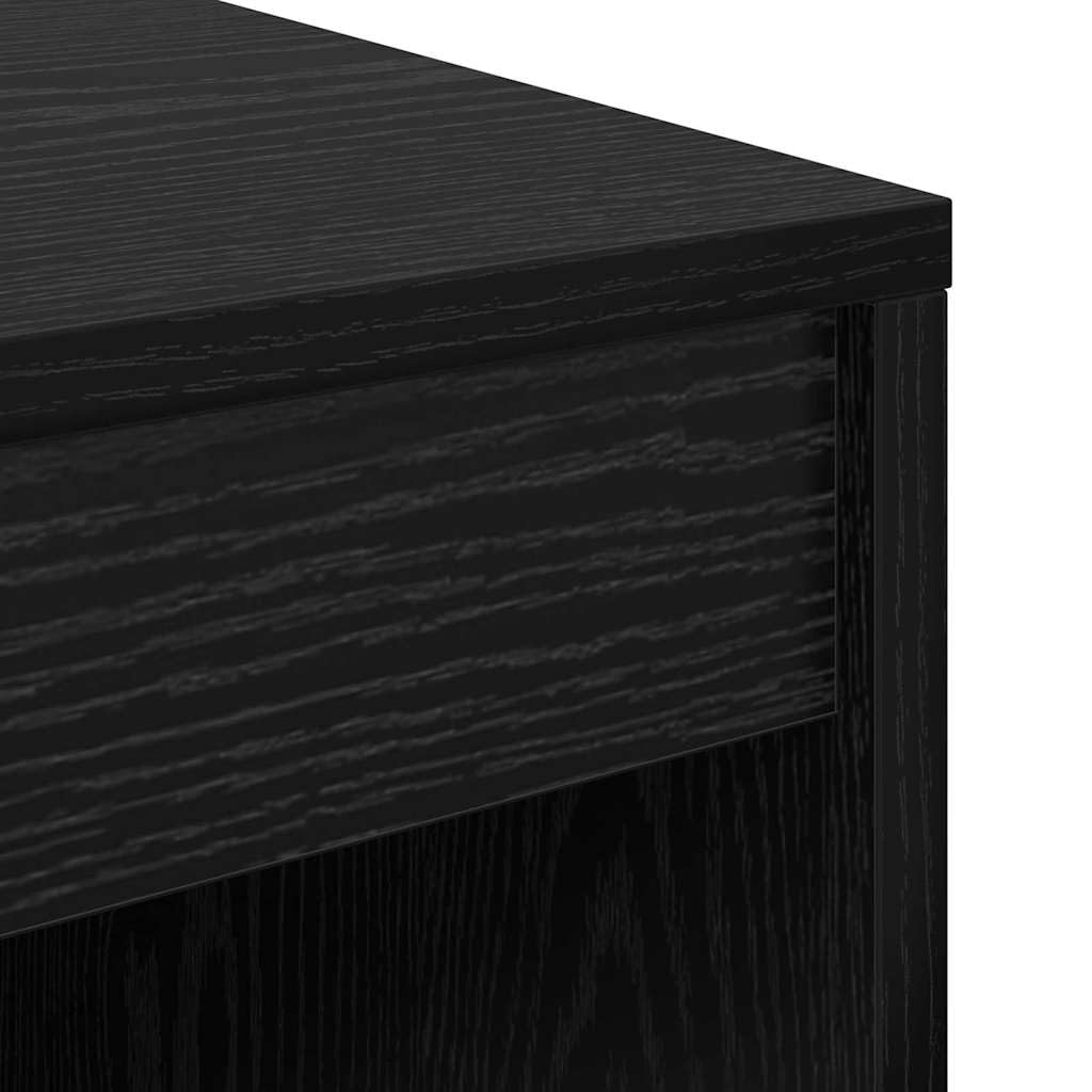 Scrivania nera effetto rovere, 70 x 50 x 76 cm, in legno, compatta, per ufficio, casa, gaming, laptop, segretaria, con ripiano e spazio di archiviazione, salvaspazio, ergonomica