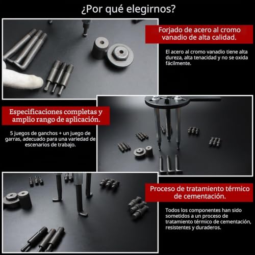 Extractor de cojinetes JAOGAUS para desmontar rodamientos internos con 6 pinzas 7