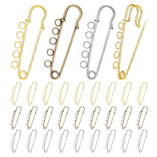 Large Safety Pins, 20pcs Safety Pin Brooch with 5 Loops Heavy Duty Alloy Kilt Pin for Blankets Skirts Knitted Fabric Crafts DIY Jewellery Badge Tie Clothes Crafting Jewelry Buckle