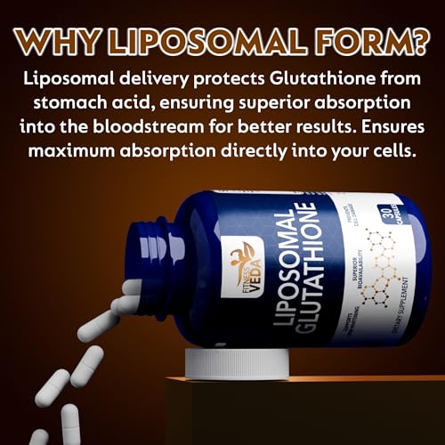 Image of Fitness Veda Liposomal Glutathione Supplement - 30 Capsules| Liver Health & High Bioavailability Formula | Enhanced Absorption Antioxidant | Cellular & Face Health - Helps in Skin Hydration