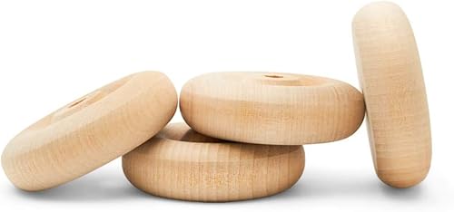 Miniatura 46 de Mini ruedas de madera clásicas, ideales para manualidades, 3/4 pulgadas de diámetro, 3/16 pulgadas de grosor, agujero de 3/16 pulgadas, paquete